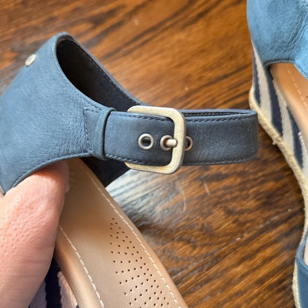 UGG Navy and Tan Wedge Sandals